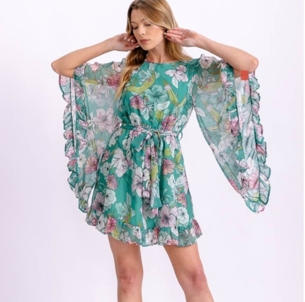 Elegant Floral Long Sleeve Dress